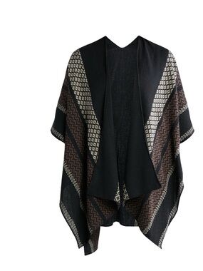 Time and Tru Women's Polyester Ruana W/ Stripes.